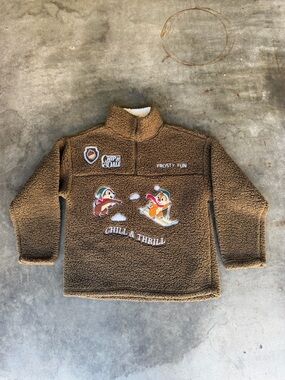 Disney CHIP & DALE FORT Disney Embroidered SHERPA Zip UP Jacket Woman’s L